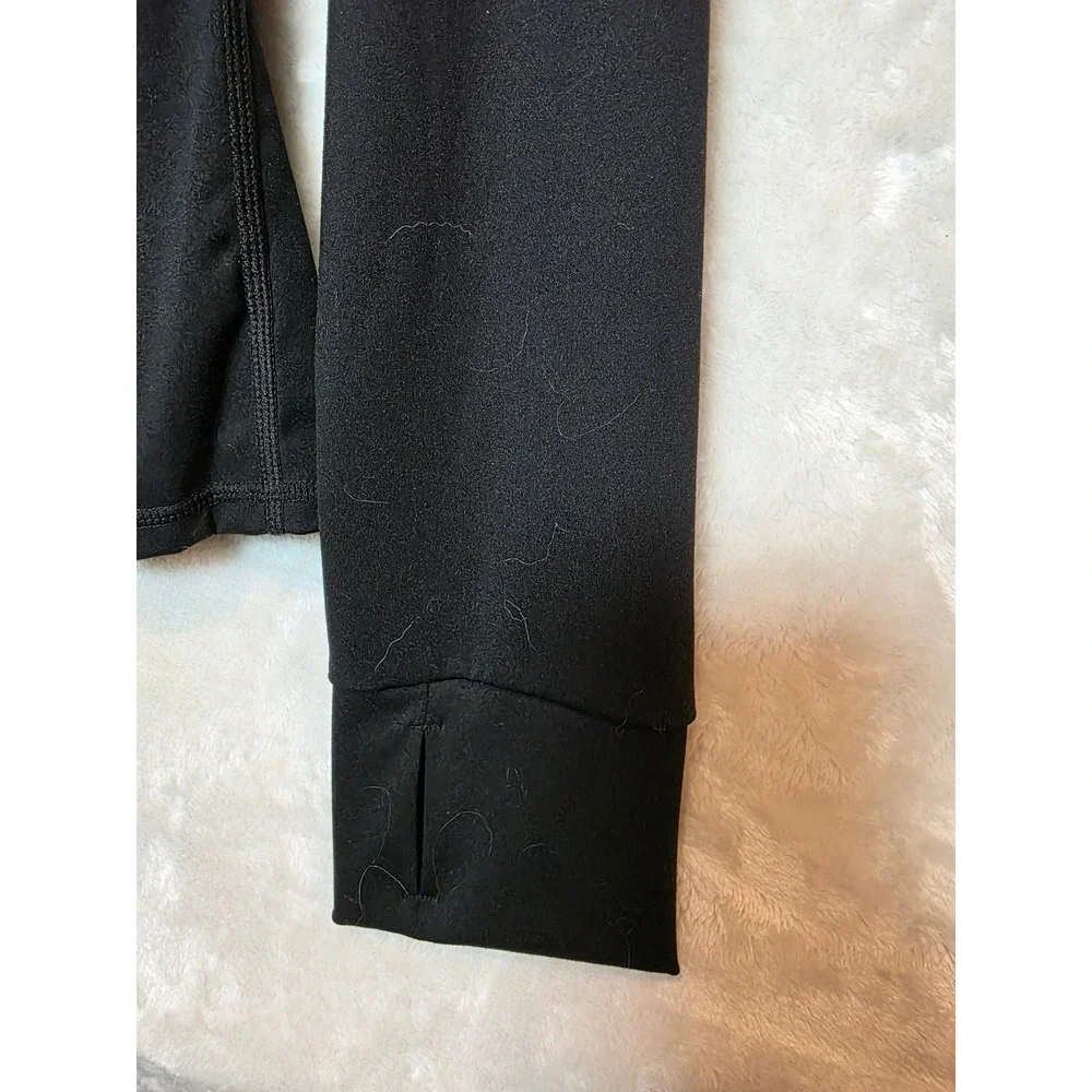 Womens‎ Black Full Zip Athletic Track Jacket Thumbhole Cuffs Size L Athleisure